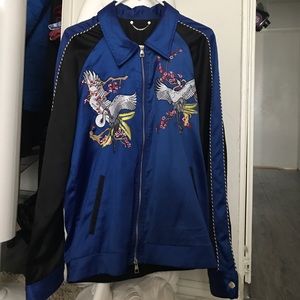 Louis Vuitton 2000s Blue Leather Jacket With Fur · INTO